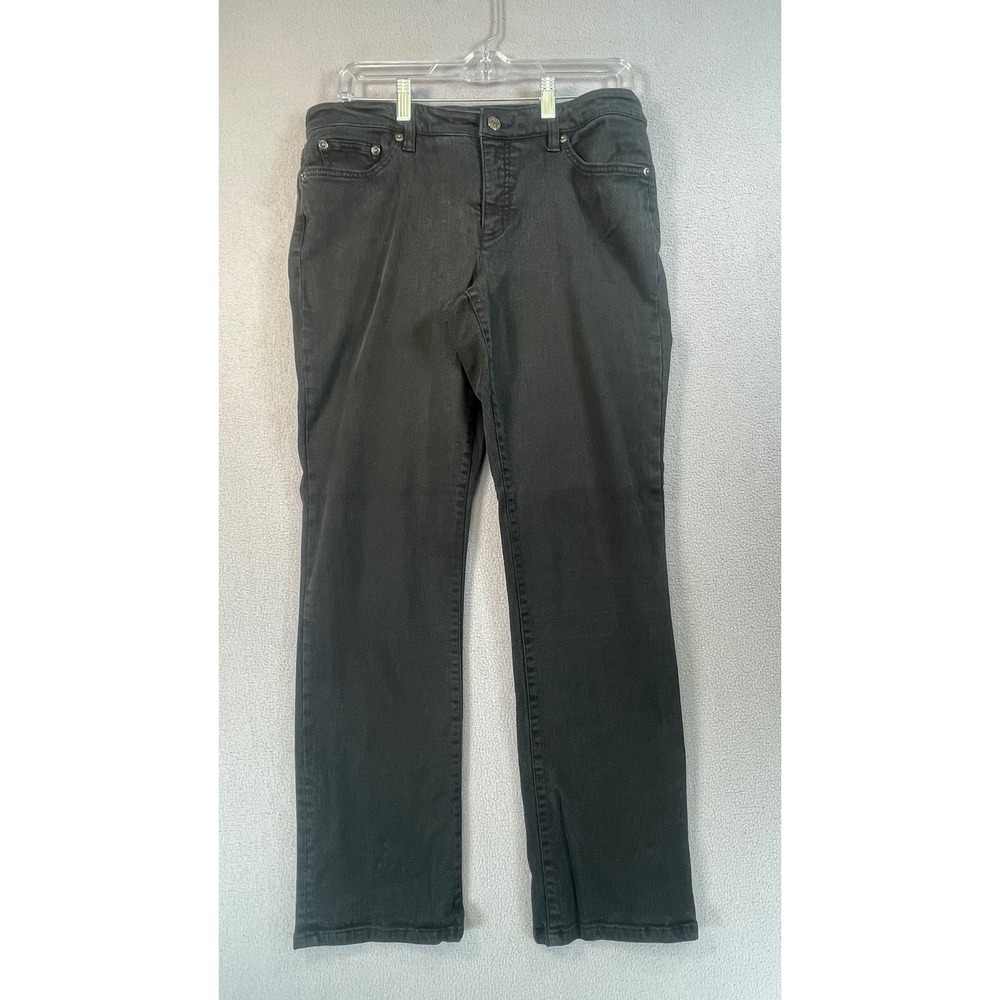Lauren Jeans Co Ralph Lauren Pants Womens 10 Black Modern Straight Curvy Denim